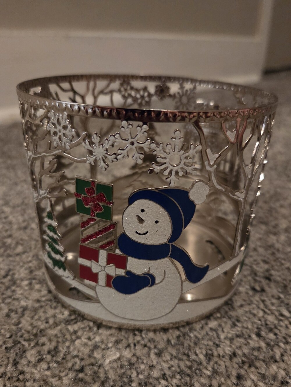 Silver Snowman Holiday Candle Holder Bath & Body Works